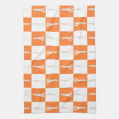 Retro-Schere Orange Karomuster Geschirrtuch (Vertikal)