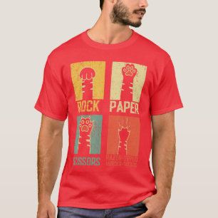 Retro-Schere, Stein, Papier-Handspiel Süße Pfote H T-Shirt
