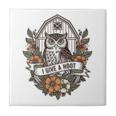 Retro-Scheune Uhu 'I gib a hoot' Design Fliese (Vorderseite)