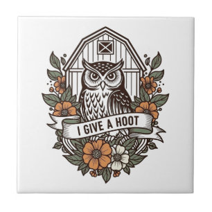 Retro-Scheune Uhu 'I gib a hoot' Design Fliese
