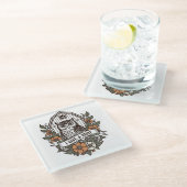 Retro-Scheune Uhu 'I gib a hoot' Design Glasuntersetzer (Schrägansicht)