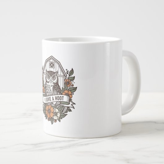 Retro-Scheune Uhu 'I gib a hoot' Design Jumbo-Tasse (Vorderseite Rechts)