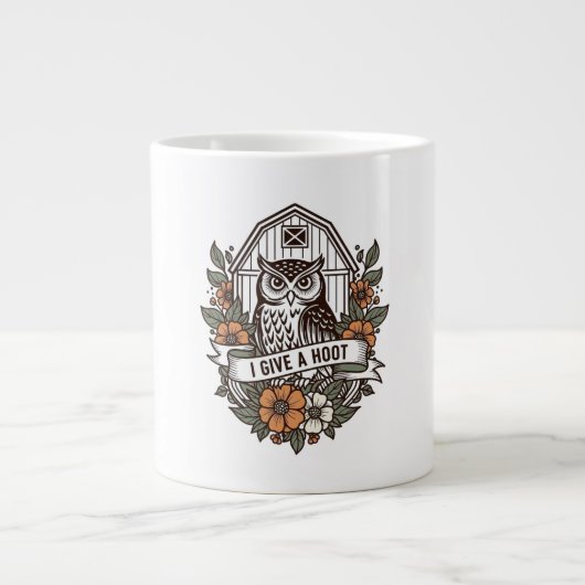 Retro-Scheune Uhu 'I gib a hoot' Design Jumbo-Tasse (Vorderseite)