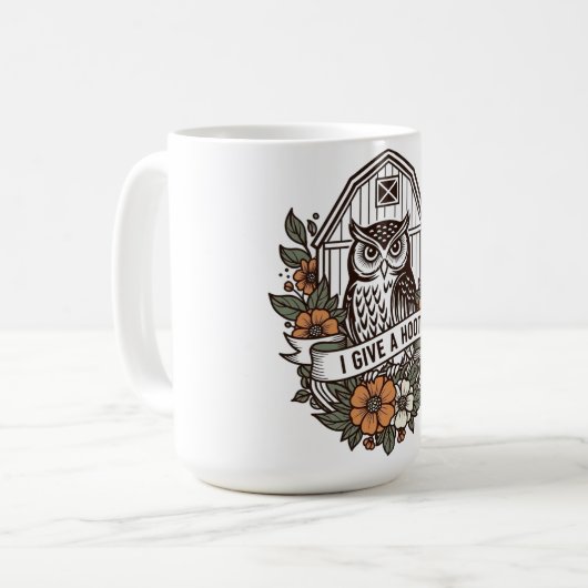 Retro-Scheune Uhu 'I gib a hoot' Design Kaffeetasse (Vorderseite Links)