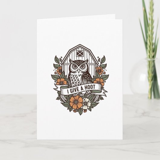 Retro-Scheune Uhu 'I gib a hoot' Design Karte (Vorderseite)