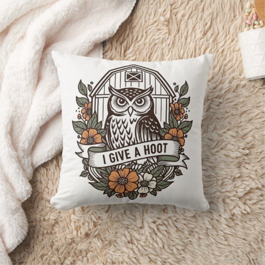 Retro-Scheune Uhu 'I gib a hoot' Design Kissen (Decke)