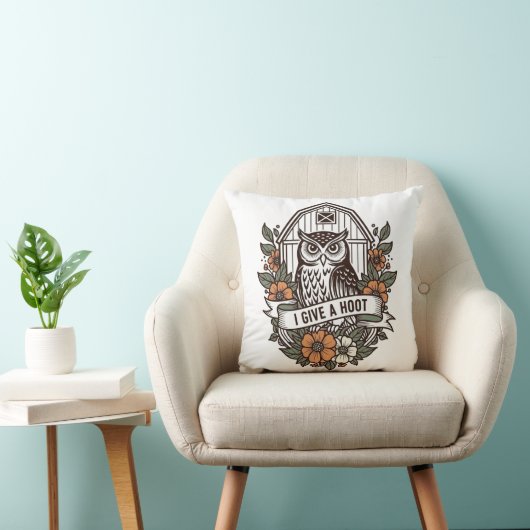 Retro-Scheune Uhu 'I gib a hoot' Design Kissen (Stuhl )