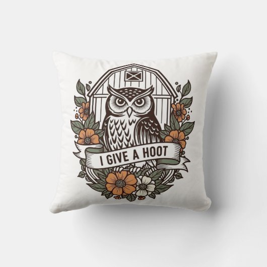 Retro-Scheune Uhu 'I gib a hoot' Design Kissen (Rückseite)