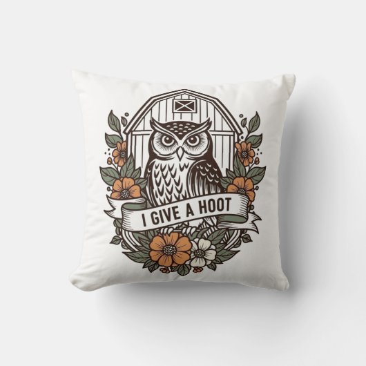 Retro-Scheune Uhu 'I gib a hoot' Design Kissen (Vorderseite)