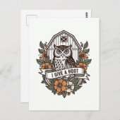 Retro-Scheune Uhu 'I gib a hoot' Design Postkarte (Vorne/Hinten)