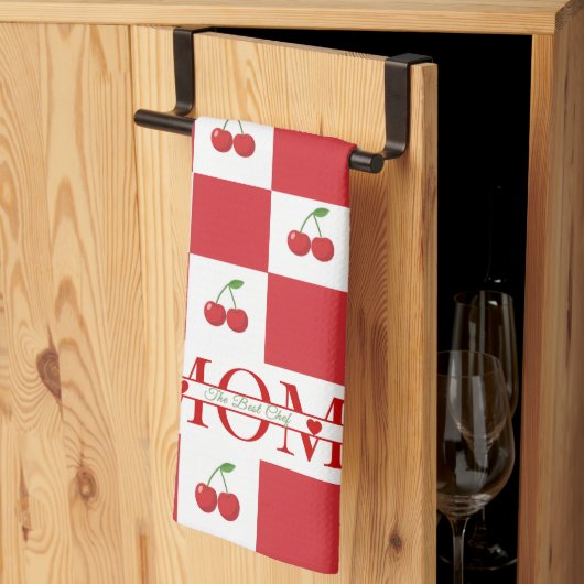 Retro Schick Rot Gingham Personalisierter Name Geschirrtuch (Drittel gefaltet)