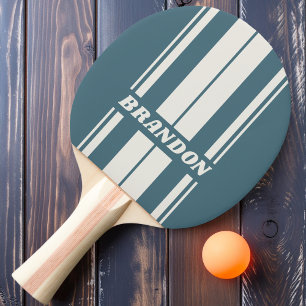 Retro Schiefergrau Doppelbrett Streifen mit Namen Tischtennis Schläger