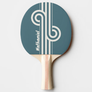 Retro Schiefergrau gestreifte Schlaufe mit Namen Tischtennis Schläger