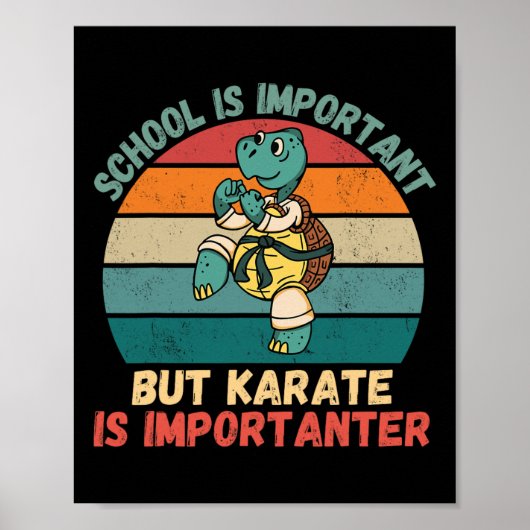 Retro Schildkröte Schule ist wichtig Karate ist wi Poster (Vorne)