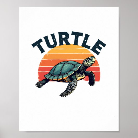 Retro-Schildkröten-T-Shirt Poster (Vorne)