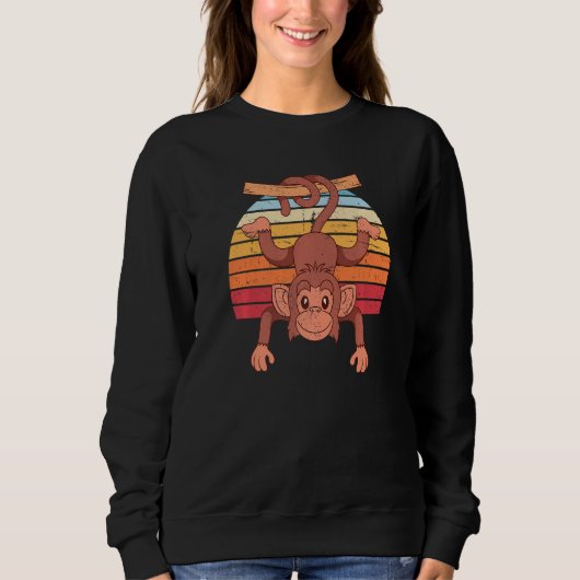 Retro-Schimpanse-Zoo-Tier-Affe Süßer Affe Sweatshirt (Vorderseite)