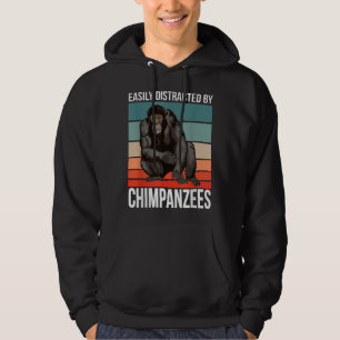 Retro-Schimpansen-Zitat-Ape leicht ablenkbar durch Hoodie