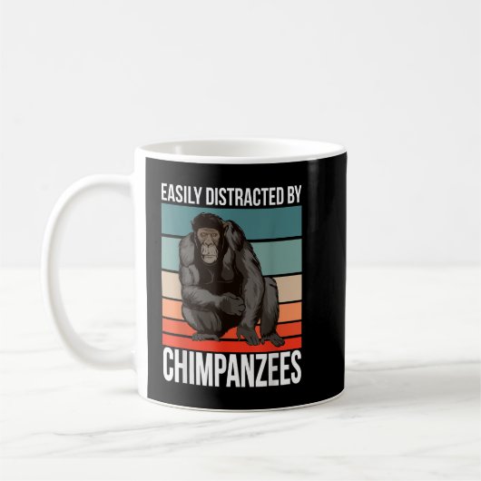 Retro-Schimpansen-Zitat-Ape leicht ablenkbar durch Kaffeetasse (Links)