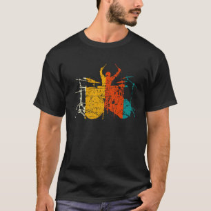 Retro-Schlagzeug-Player für Schlagzeuger und Perku T-Shirt