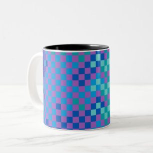 Retro Schlange Schachbrett Prüfmuster Zweifarbige Tasse