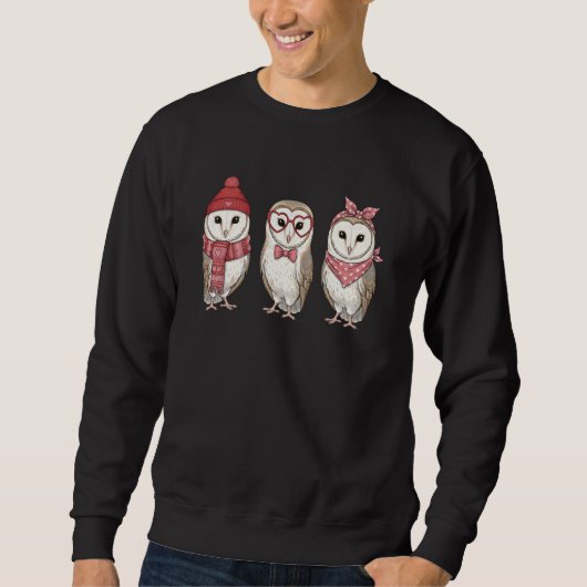 Retro Schleiereule Süßer Valentinstag Sweatshirt (Vorderseite)