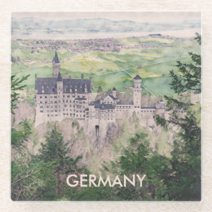 Retro Schloss Neuschwanstein in Deutschland Glasuntersetzer