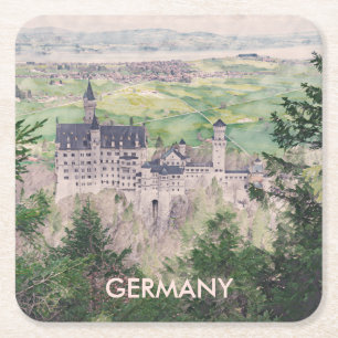 Retro Schloss Neuschwanstein in Deutschland Rechteckiger Pappuntersetzer