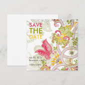 Retro-Schmetterling Blumen Save The Date (Vorne/Hinten)