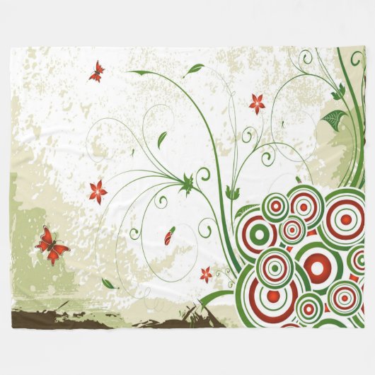 Retro-Schmetterlinge Fleecedecke (Vorderseite (Horizontal))