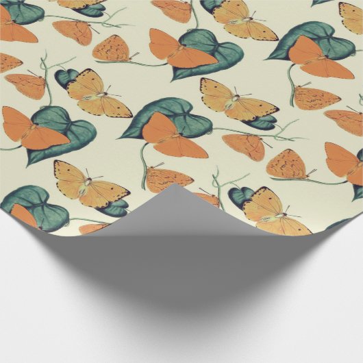 Retro-Schmetterlinge Geschenkpapier (Ecke)