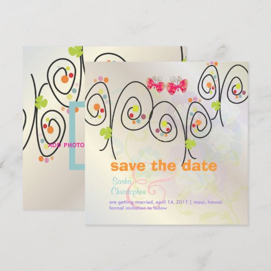 Retro-Schmetterlinge + Spring Bouquet/ Save the Da Date (Vorne/Hinten)