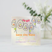 Retro-Schmetterlinge + Spring Bouquet/ Save the Da Date (Stehend Vorderseite)