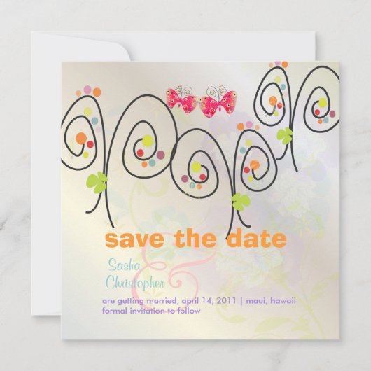 Retro-Schmetterlinge + Spring Bouquet/ Save the Da Date (Vorderseite)