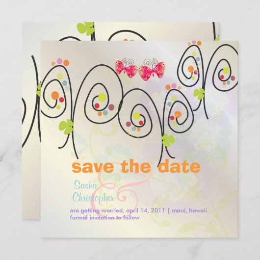Retro-Schmetterlinge + Spring Bouquet/ Save the Da Save The Date (Vorne/Hinten)