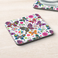 Retro-Schmetterlinge und Blume farbenfrohe Muster