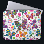 Retro-Schmetterlinge und Blume Laptopschutzhülle<br><div class="desc">Coole farbige Retro-Schmetterlinge und Blume</div>