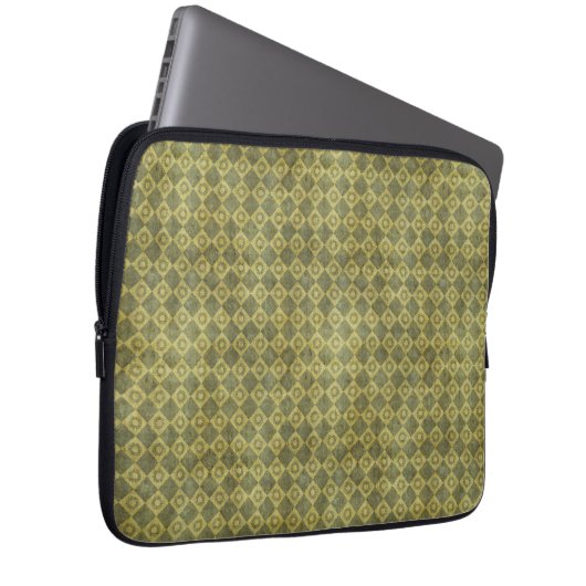Retro Schmutz-Grün-Diamant-Muster Laptopschutzhülle (Vorne Rechts)