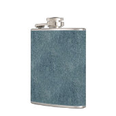 Retro Schmutz-Veloursleder-kundenspezifische blaue Flachmann (Links)