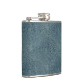 Retro Schmutz-Veloursleder-kundenspezifische blaue Flachmann (Rechts)