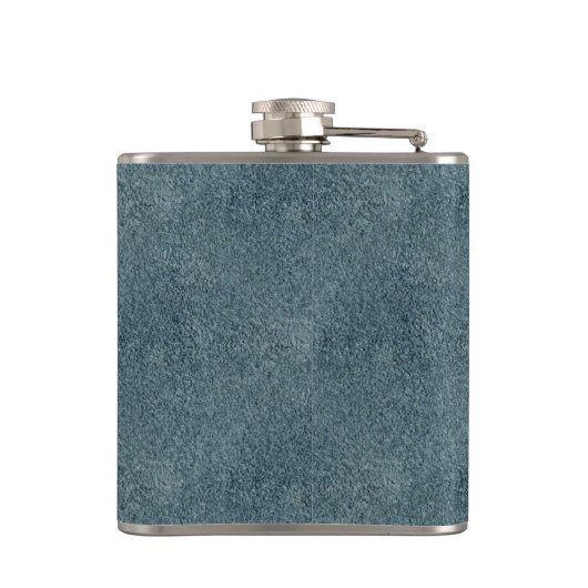 Retro Schmutz-Veloursleder-kundenspezifische blaue Flachmann (Rückseite)