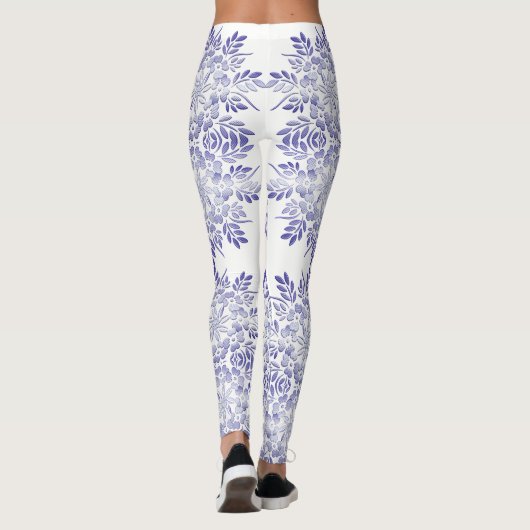 Retro Schmutzmarinemit blumenmuster Leggings (Rückseite)