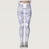 Retro Schmutzmarinemit blumenmuster Leggings (Vorderseite)
