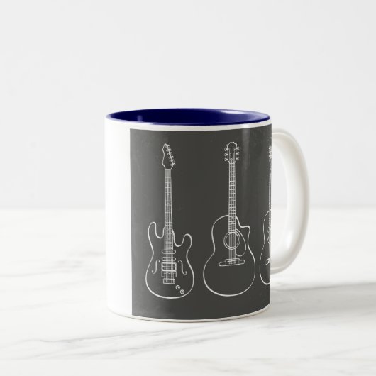 Retro Schmutzmusik des Gitarrentrios Zweifarbige Tasse (VorderseiteRechts)