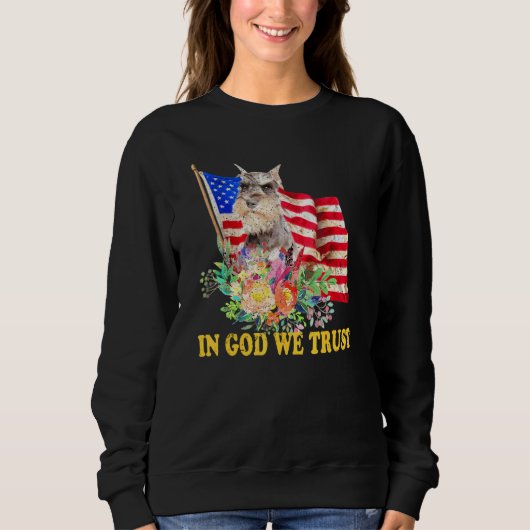 Retro Schnauzer Us Flag In God We Trust July 4th U Sweatshirt (Vorderseite)