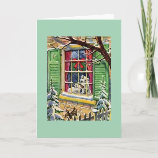 Retro Schnauzer Welpe Weihnachtskarte Karte (Vorderseite)