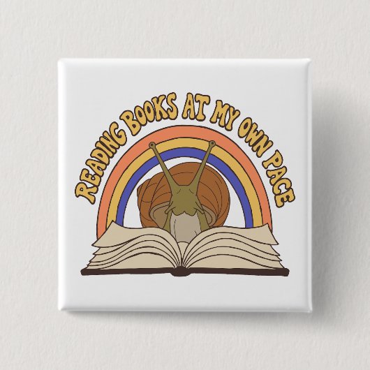 Retro-Schnecke liest Bücher Button (Vorderseite)