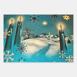 Retro-Schnee-Weihnachtswelt Geschenkpapier Set