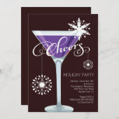 Retro Schneeflocke-Feiertags-Cocktail-Party Einladung (Vorne/Hinten)