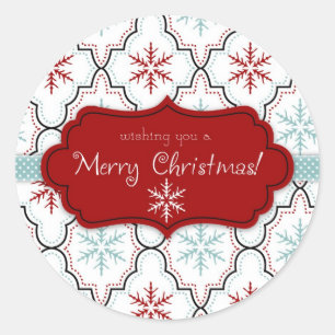 Retro-Schneeflocken-Aufkleber 2 Runder Aufkleber