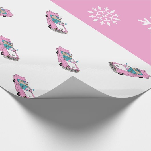 Retro - Schneeflocken & Auto Geschenkpapier (Ecke)